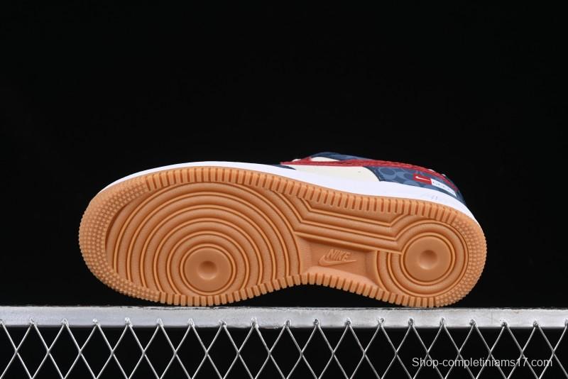 Nike Air Force 1 '07 Low Gucci Collaboration Snake Pattern Red Swoosh Casual Sneakers - DF0188-039