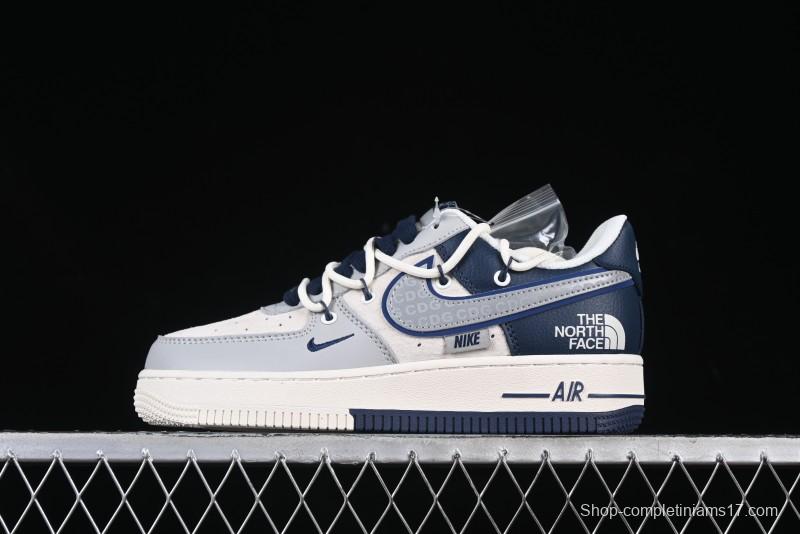 Nike Air Force 1 '07 Low The North Face Collaboration Grey Blue Lace-Up Low-Top Casual Sneakers - DM6688-024
