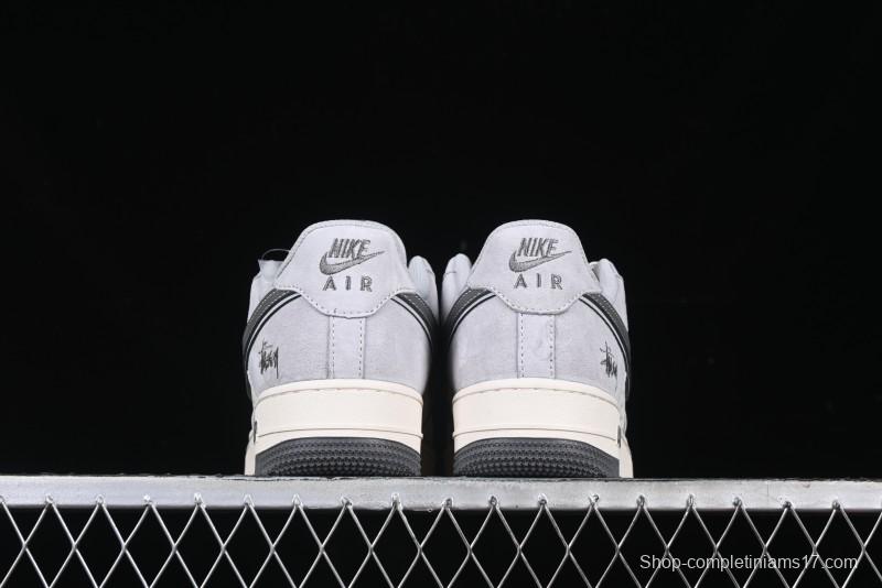 Nike Air Force 1 '07 Low Stussy Collaboration - Pig Grey Swoosh Low-Top Casual Sneakers - XZ3318-066