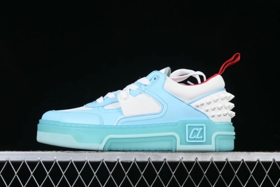 Christian Louboutin Funnyto Flat Comfortable Fashion Low-Top Sneakers with Raw Ice Blue Sole - X.D4