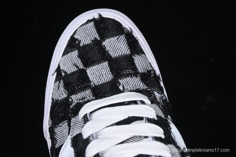 Vans Knu Skool Checkerboard Washed Denim Low-Top Casual Skate Shoes - VN000CS0239