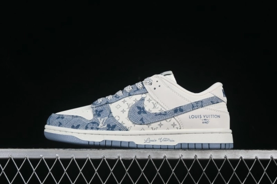 Nike SB Dunk Low LV Collaboration Light Blue Denim Anniversary High-End Custom Low-Top Casual Skate Shoes - CH8311-237