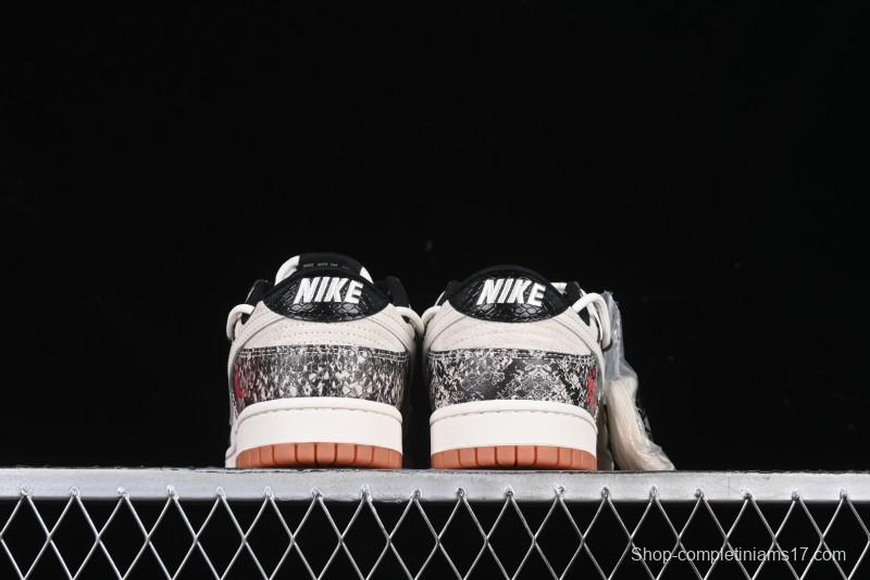 Nike SB Dunk Low Year of the Snake Series Snake Scale White Swoosh Customized Low-Top Casual Skate Shoes - YX5066-275