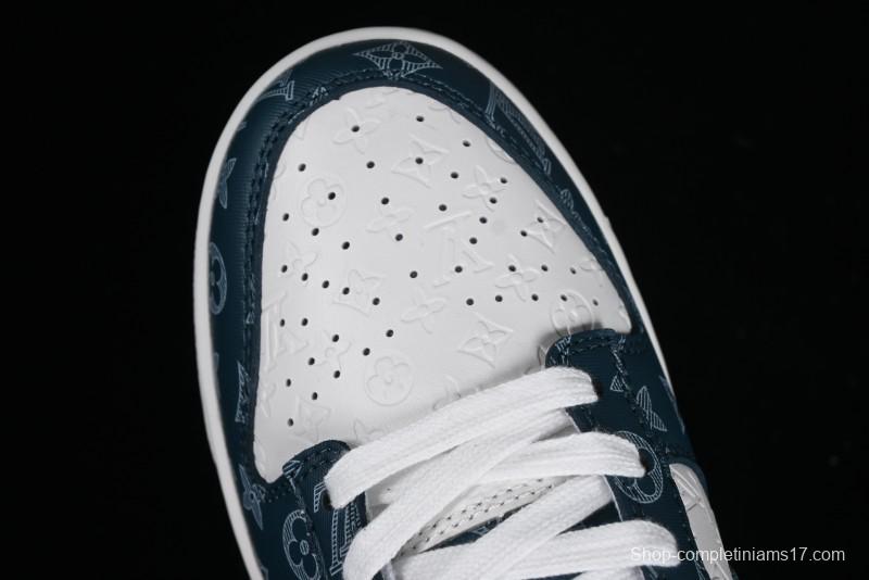 Nike SB Dunk Low LV Collaboration - Dark Blue Print Anniversary High-End Custom Low-Top Casual Sneakers - DQ1098-363