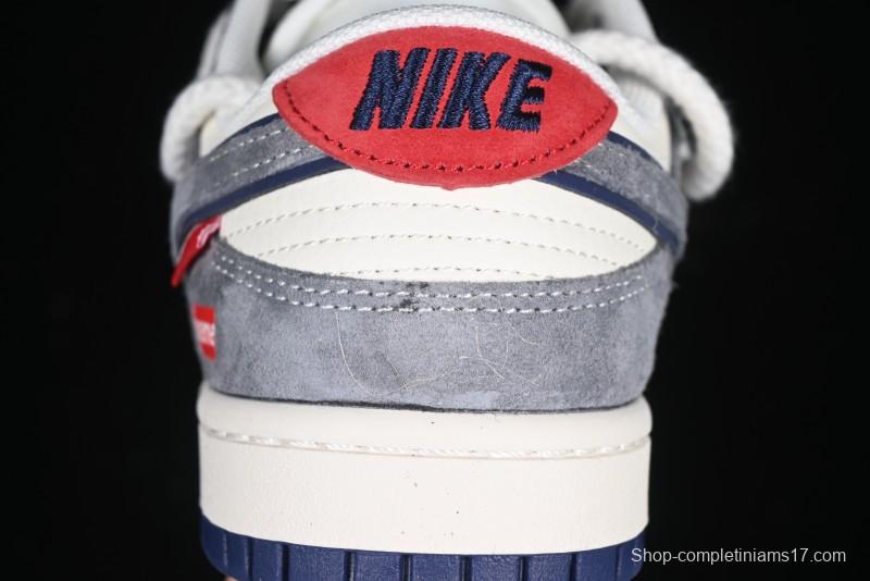 Nike SB Dunk Low Supreme Collaboration Sneakers in Gray Blue with Gray Swoosh - YX5066-260
