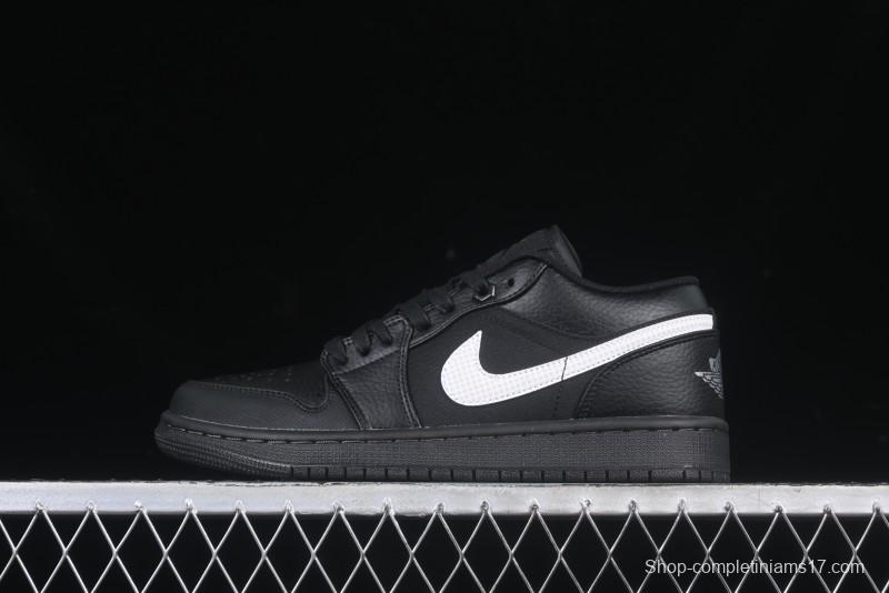 Nike Air Jordan 1 Low AJ1 Basketball Shoes in Black and White Canvas and Leather - HV5968-001