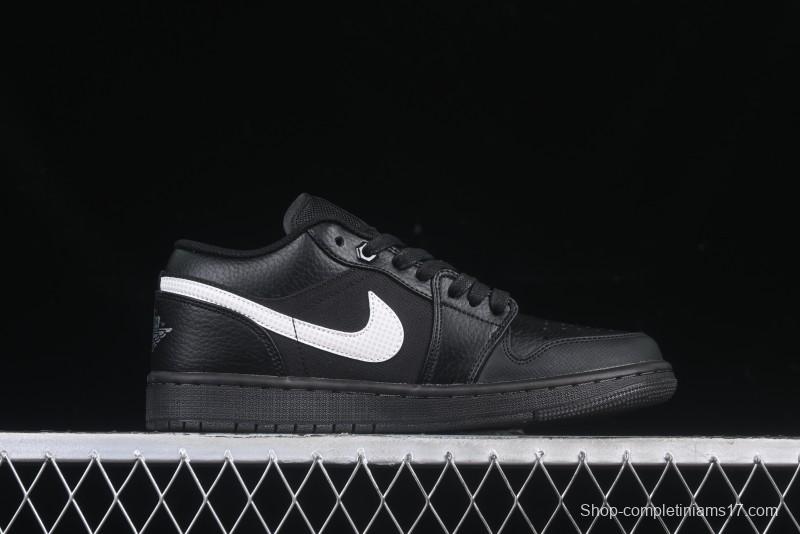 Nike Air Jordan 1 Low AJ1 Basketball Shoes in Black and White Canvas and Leather - HV5968-001