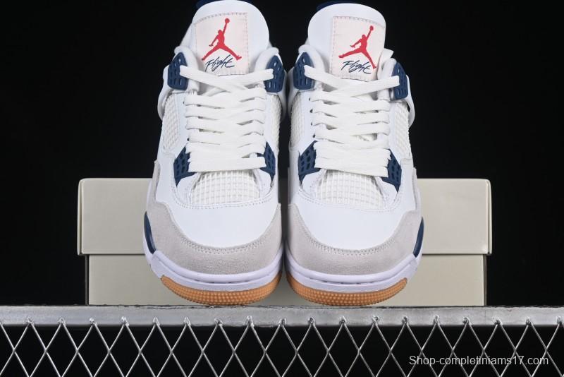 Nike SB x Air Jordan 4 Retro "Navy" White Blue Basketball Shoes - DR5415-100