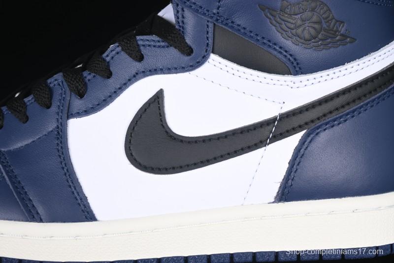 Nike Air Jordan 1 High OG "Midnight Navy" Basketball Shoes with Full Leather Construction - DZ5485-401