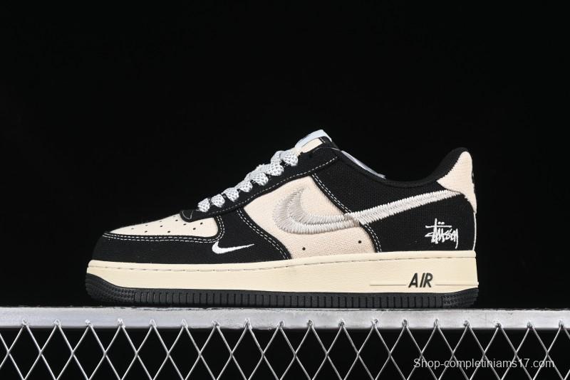 Nike Air Force 1 '07 Low Stussy Collaboration Beige Black Low-Top Casual Sneakers - XZ6188-762