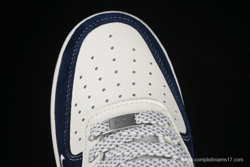 Nike Air Force 1 '07 Low Stussy Collaboration Dark Blue Suede White Swoosh Low-Top Casual Sneakers - XZ6188-673