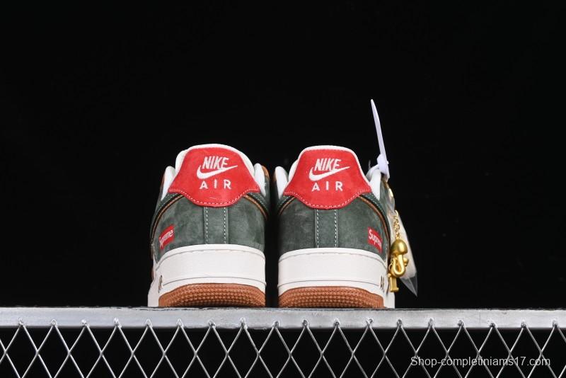 Nike Air Force 1 '07 Low Supreme Year of the Snake Limited Edition Green Brown Double Swoosh Casual Sneakers - DM6688-025