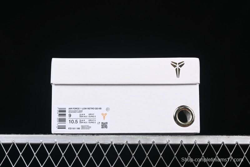 Nike Air Force 1 '07 Low Kobe Casual Sneakers with Full-Layer Leather and Full-Length Air Cushion - FZ1151-100