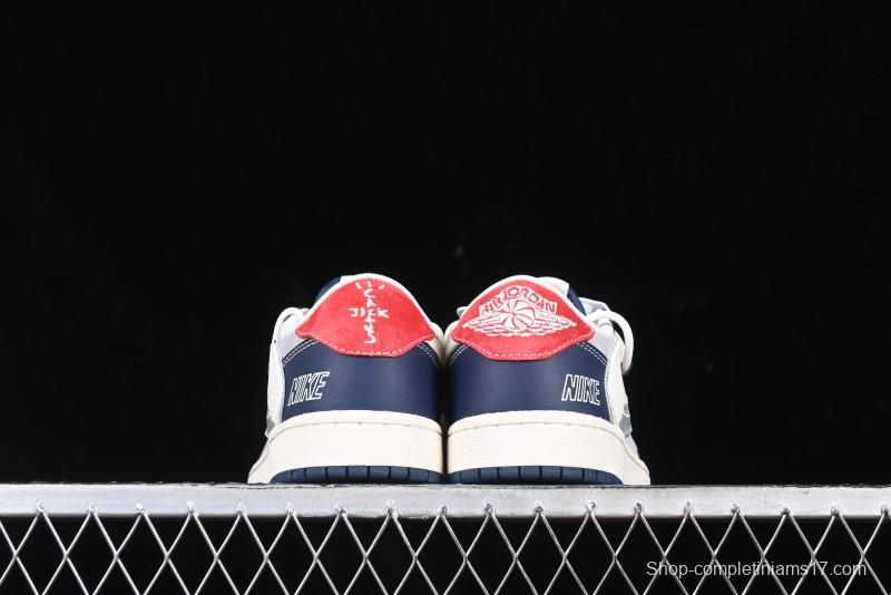 Nike Travis Scott x Fragment Design x Air Jordan 1 Low OG SP AJ1 Graffiti Drawstring Low-top Casual Sneakers - XS3186-203