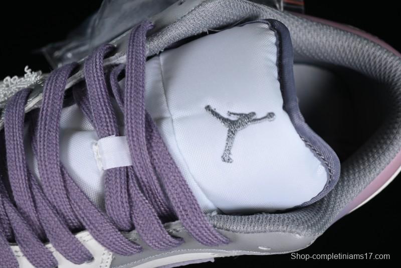 Nike Air Jordan 1 Low AJ1 Retro Basketball Shoes with Panda Mischief Modern Floral Design - 553560-053