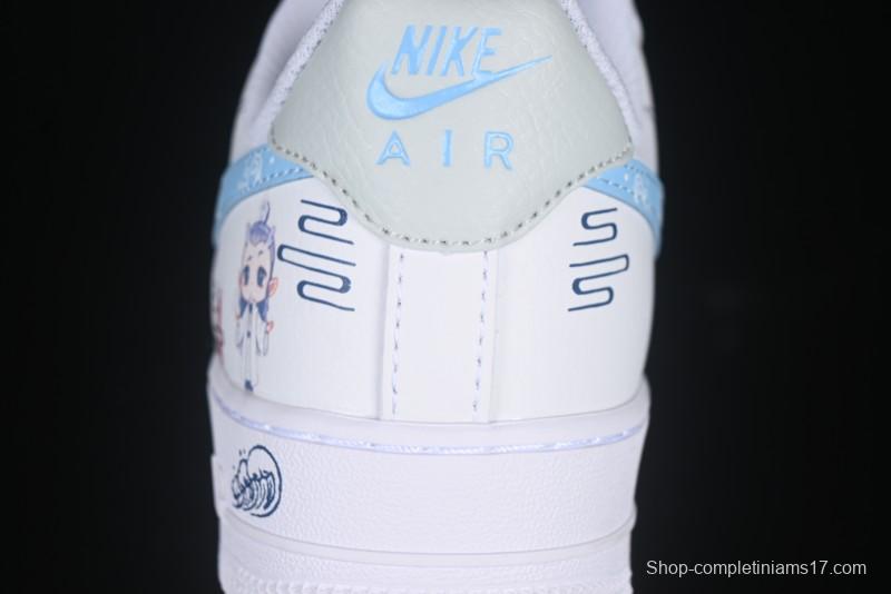 Nike Air Force 1 '07 Low Casual Sneakers with Erciyuan Hand-Painted Graffiti Lingzhu Aobing Design - HF0022-010