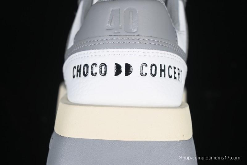 Choco Concert Leather Round Square Asymmetric Fashion Sneakers White Gray - AJE5