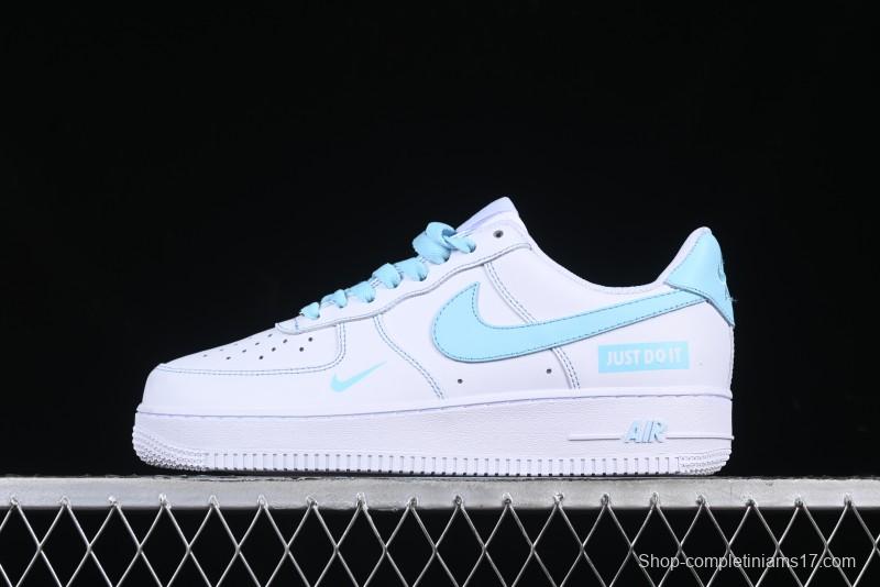 Nike Air Force 1 '07 Low Casual Sneakers with White & Blue Swoosh - CW2288-026