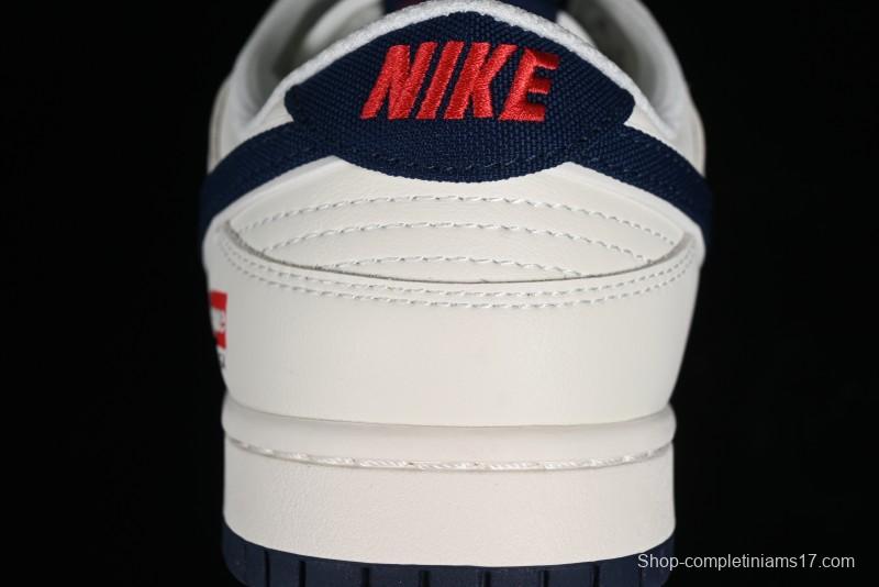 Nike Supreme x SB Dunk Low Balenciaga Collaboration - Off White Blue Canvas Anniversary High-End Custom Low-Top Casual Sneakers - XX2025-310