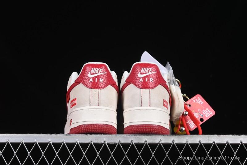 Nike Air Force 1 '07 Low Supreme Collaboration Year of the Snake Limited Edition Red Snake Swoosh Low-Top Casual Sneakers - HH7518-032
