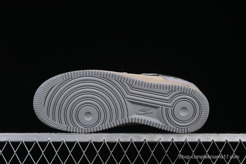 Nike Air Force 1 '07 Low Stussy Collaboration Olive Green Star Low-Top Casual Sneakers - KK1988-034