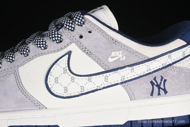 Nike SB Dunk Low MLB Collaboration Embroidered Blue Logo Anniversary Custom Low-Top Casual Skate Shoes - DJ2024-092