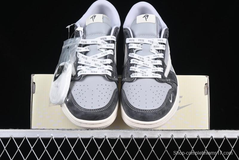 Nike Travis Scott x Fragment Design x Air Jordan 1 Low OG SP AJ1 Retro Sneakers in Traffic Grey - CF3688-055