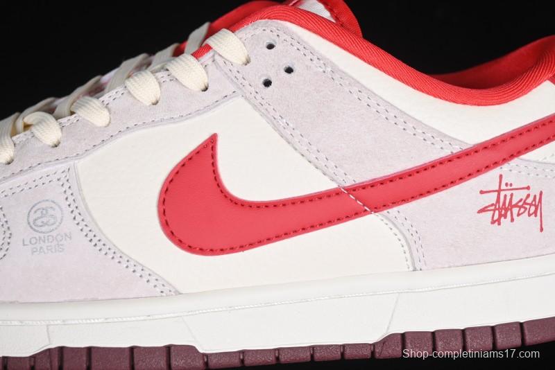 Nike SB Dunk Low Stussy Anniversary Edition Custom Sneakers with Red Swoosh - KK1333-021