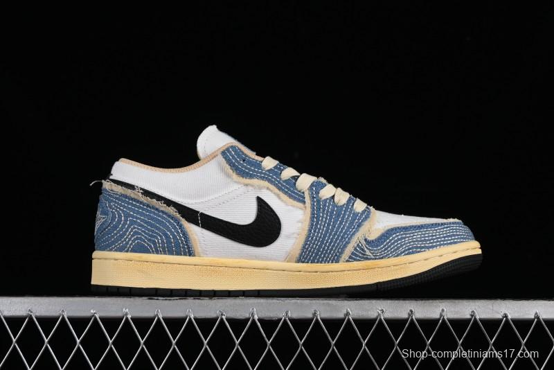 Nike Air Jordan 1 Low SE "WRMK" AJ1 Sashiko Stitch Low-Top Casual Sneakers - FN7670-493