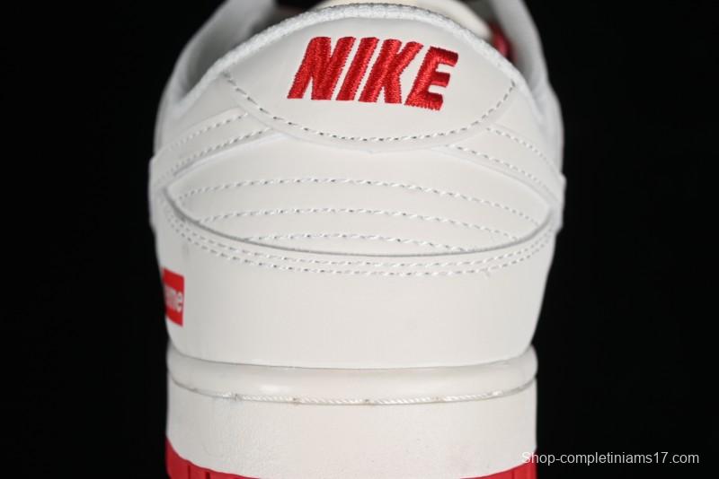 Supreme x Nike SB Dunk Low Anniversary Custom White Red Colorway Low-Top Casual Skate Shoes - BB8657-107