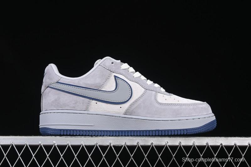 Nike Air Force 1 '07 Low Stussy Collaboration Grey Blue Pig Bear AF1 Low Top Casual Sneakers - DF0188-017