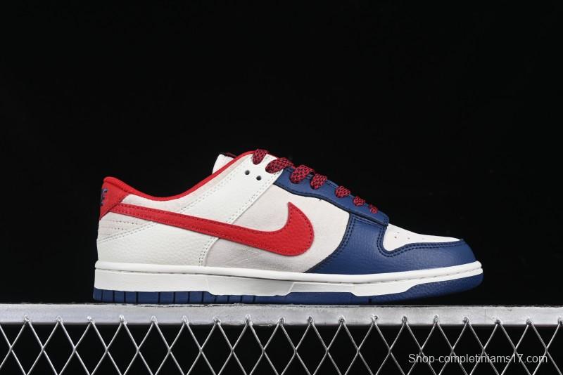 Nike SB Dunk Low Edison Chen Collaboration Blue Red Swoosh Anniversary Custom Low-Top Casual Skate Shoes - DJ2024-099