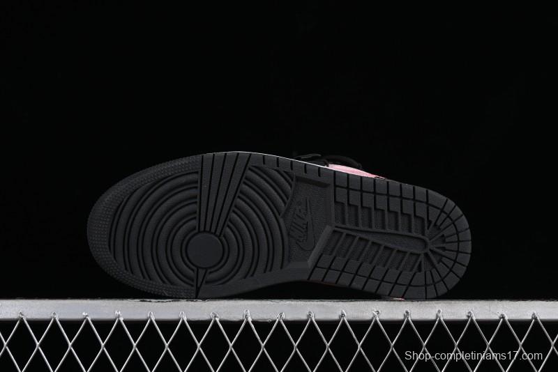 Nike Air Jordan 1 Low AJ1 Retro Basketball Shoes with Black Pink Bow Design - DX4374-008