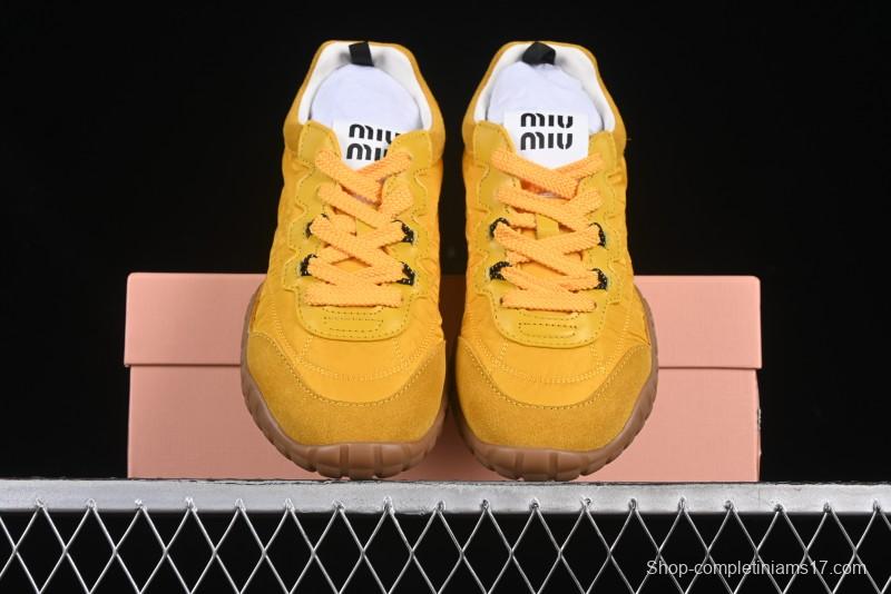 Miu Miu Suede Round Toe Lace-Up Women's Low-Top Casual Shoes - 99D4