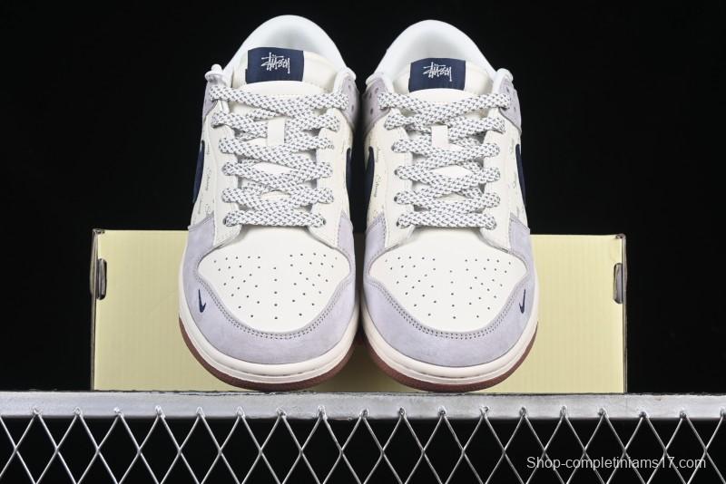 Nike SB Dunk Low Stussy Collaboration Blue Swoosh Gum Sole Anniversary Custom Low-Top Casual Sneakers - XS1086-012