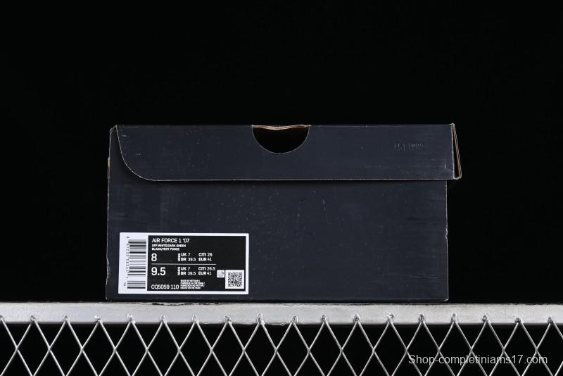 Nike Air Force 1 '07 Low Casual Sneakers in White Green Colorway - CQ5059-110