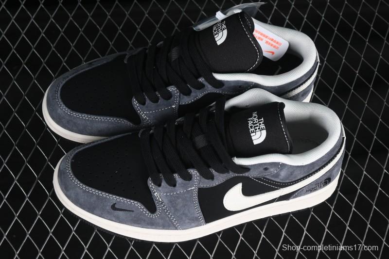 Nike Air Jordan 1 Low The North Face Collaboration Black Grey White Swoosh High-End Custom Retro Basketball Shoes - XX3318-510