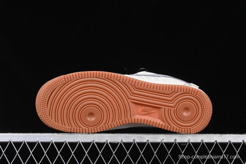 Nike Air Force 1 '07 Low Stussy Collaboration - Grey Swoosh Casual Sneakers - XZ6188-256
