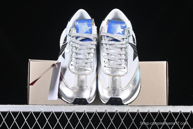 Golden Goose Marathon Silver Comfortable Low-Top Lifestyle Sneakers - X.E5