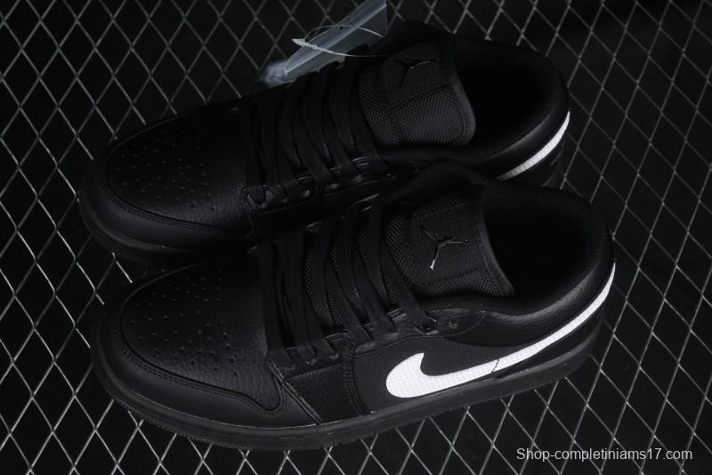 Nike Air Jordan 1 Low AJ1 Basketball Shoes in Black and White Canvas and Leather - HV5968-001