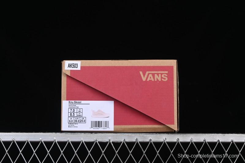 Vans Knu Skool Low-Top Retro Casual Vulcanized Sneakers in Off-White Pink - VN0009QPNK