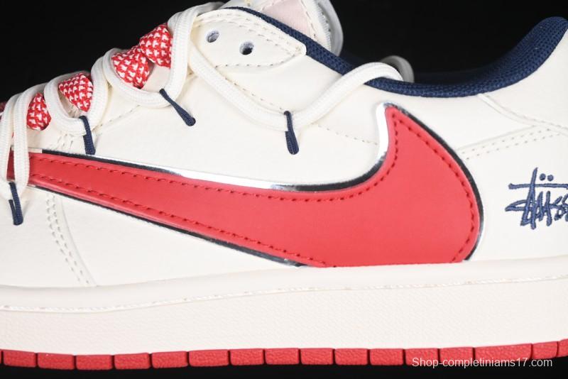 Nike Travis Scott x Fragment Design x Air Jordan 1 Low OG SP AJ1 Retro Sneakers with Reverse Swoosh - SJ0086-138