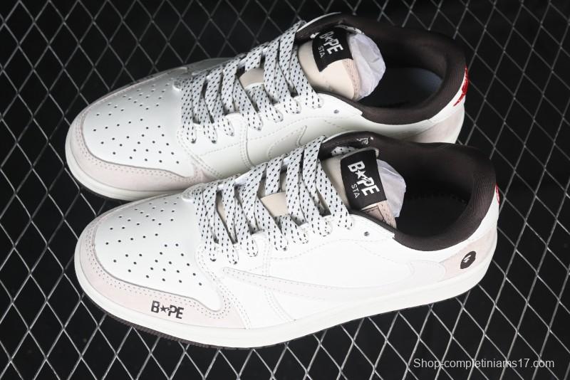Nike Travis Scott x Fragment Design x Air Jordan 1 Low OG SP AJ1 Bape Collaboration Sneakers - AG3702-807