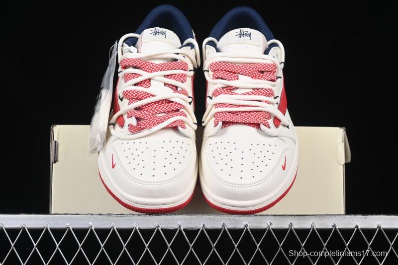 Nike Travis Scott x Fragment Design x Air Jordan 1 Low OG SP AJ1 Retro Sneakers with Reverse Swoosh - SJ0086-138