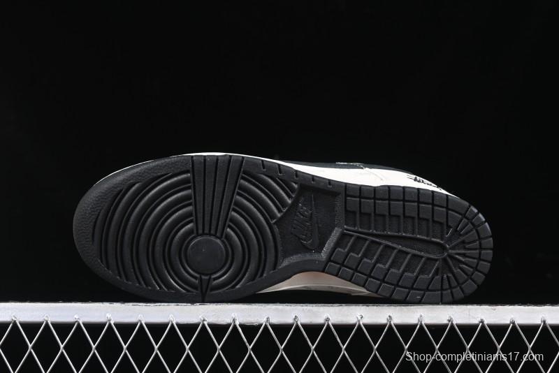 Nike SB Dunk Low Stussy Collaboration Black Blue Suede Anniversary Custom Low-Top Casual Skate Shoes - XS1086-013