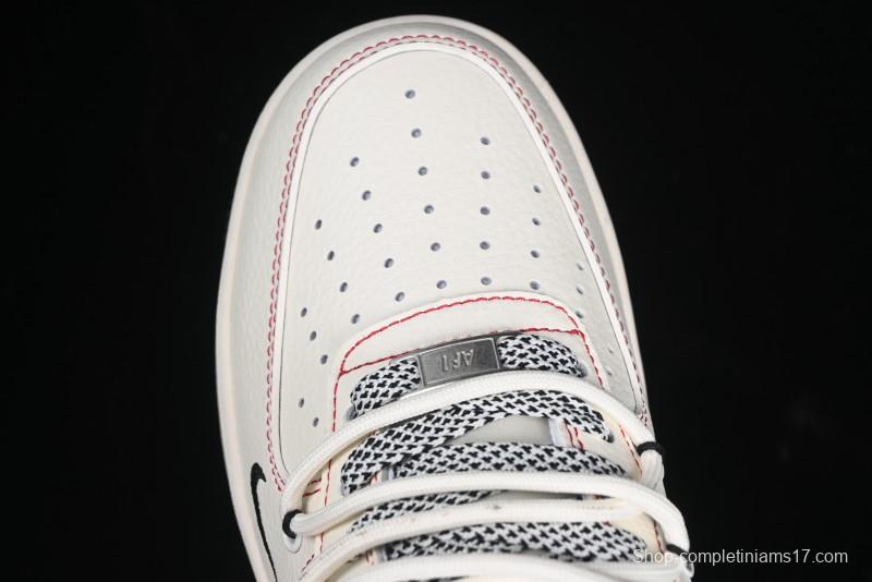 Nike Air Force 1 '07 Low Supreme Collaboration - Beige Red Lace-Up Low-Top Casual Sneakers SJ1198-104