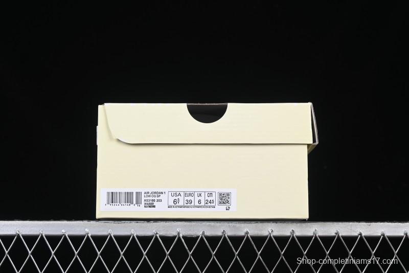 Nike Travis Scott x Fragment Design x Air Jordan 1 Low OG SP AJ1 Graffiti Drawstring Low-top Casual Sneakers - XS3186-203