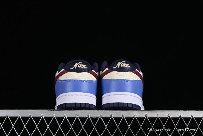 Nike Dunk Low SB Skateboarding Shoes in White Blue Red Colorway - FV8119-161