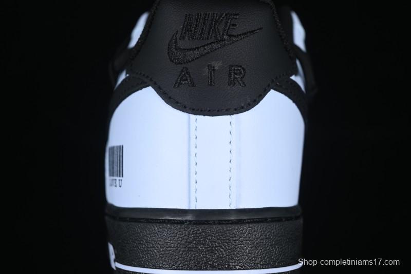 Custom "I Love U" Black & White Sneakers - Sleek Barcode Design