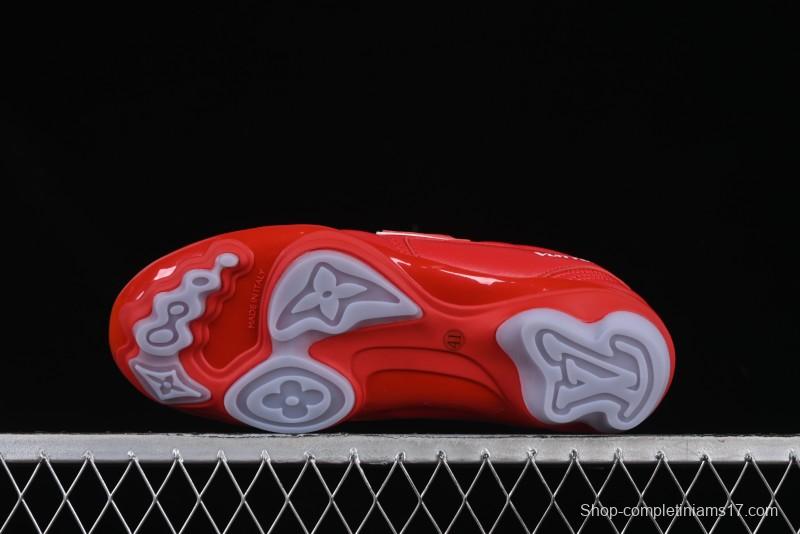 Louis Vuitton Footprint Soccer Low-Top Lifestyle Sneakers Round Toe Lace-Up Casual Shoes Red - AJF6